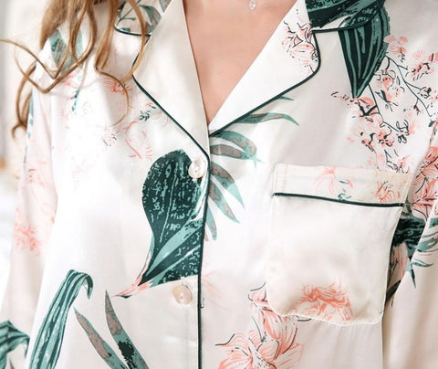 Pure Silk Elegant Floral Pajama Set