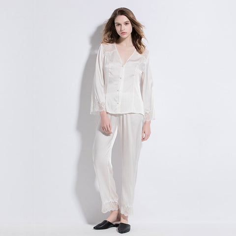 Pure Silk White Super Soft Pajama Set