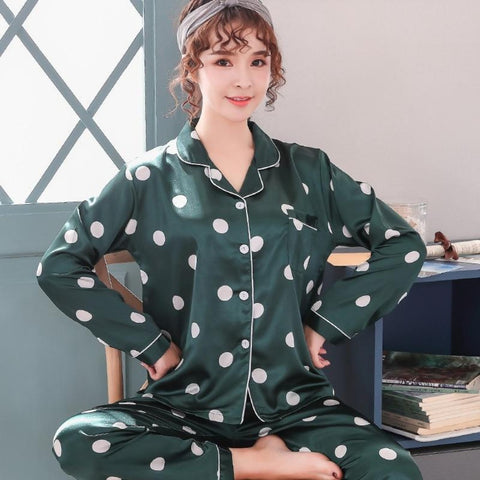 7 Piece Synthetic Silk Pajama Set