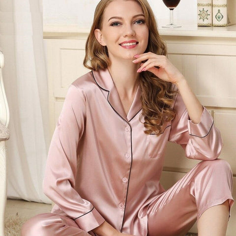 Pure Silk pajamas set with long sleeve top