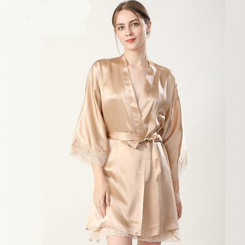 Pure Silk Spaghetti Strap Nightdress/Robe Set