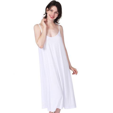 Plus Comfortable Cotton Long Spaghetti Strap Nightgown