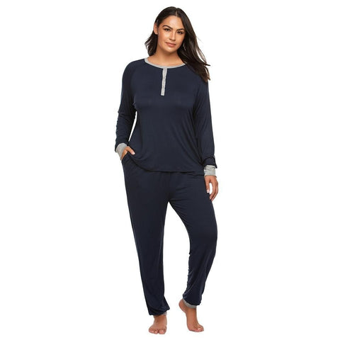 Blue Pajamas with Button Down Sleeve Top