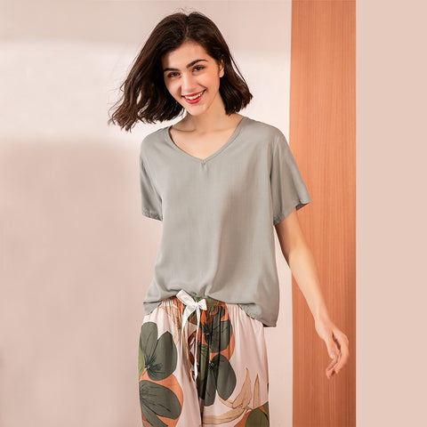 Pink Floral Print Pajama Set