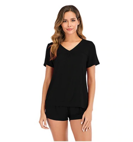 Short Sleeve Top + Short Solid Color Set