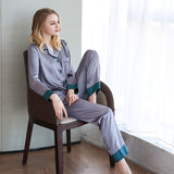 Synthetic Silk Long Sleeve Pajama Set