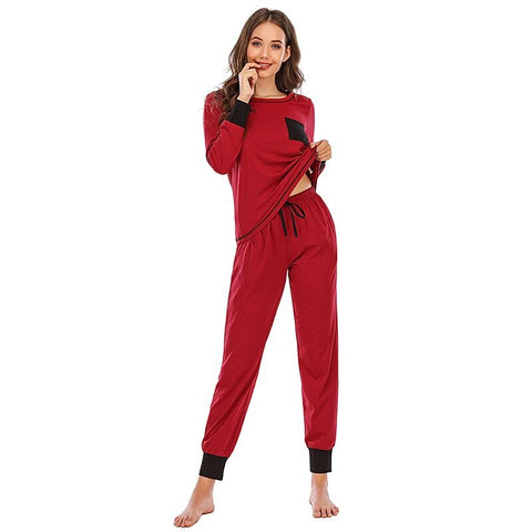 Casual Long Sleeve Cotton Pajama Set/Loungewear