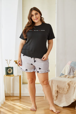 Black T-Shirt and Short Pajama Set