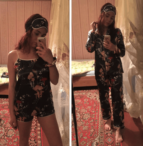 7 Piece Faux Silk Pajamas Set