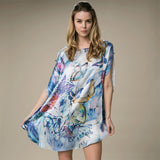 Pure Silk Loose Casual Butterfly Print Nightdress