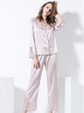 Pure Silk Pajamas with Lace Stitching