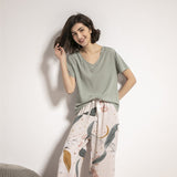 Gray Floral Print Pajama Set