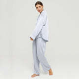 Solid Color Elegant Soft Satin Pajama Two Piece Set