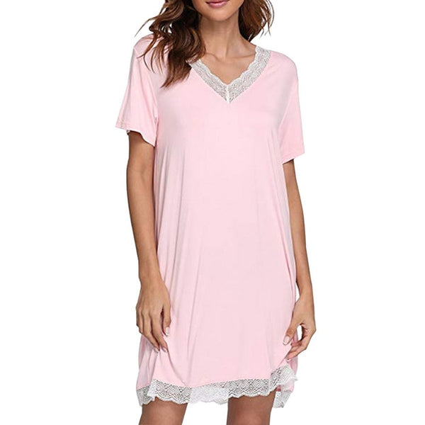 Cotton Nightgown with Lace Trim