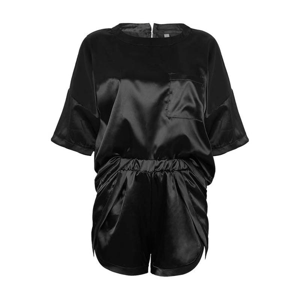 Faux Silk Casual Pajama Shorts and Top