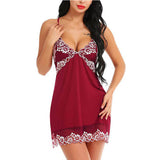 Wine Red Sultry Lace Nightdress