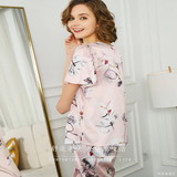 Pure Silk Lotus Flower Capri Pajama Set
