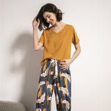 Yellow Floral Print Pajama Set