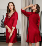 Pure Silk V-Neck Solid Color Nightdress