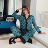 Cross Letter Print Faux Silk  Pajama Set