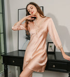 Pure Silk V-Neck Solid Color Nightdress