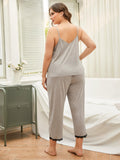 Lace Trim Slit Cami and Pants Pajama Set
