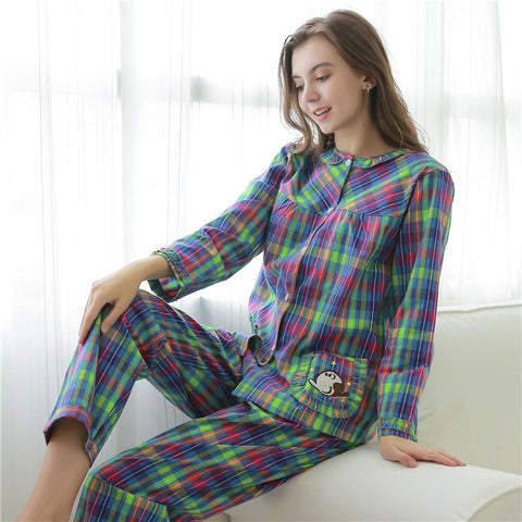 Plaid Pajama Set with Long Sleeve Top